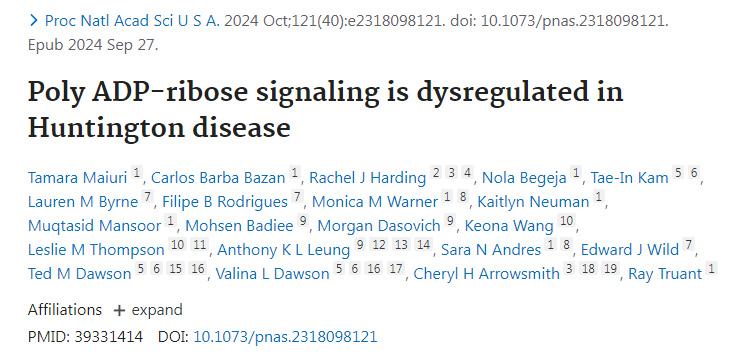 亨廷頓病中多聚ADP核糖信號傳導(dǎo)失調(diào)
亨廷頓病中多聚ADP核糖信號傳導(dǎo)失調(diào)