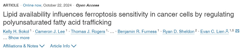 脂質(zhì)可利用性通過調(diào)節(jié)多不飽和脂肪酸轉(zhuǎn)運(yùn)影響癌癥細(xì)胞的脫鐵敏感性