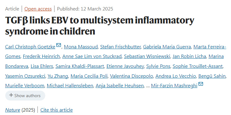TGFβ將EB病毒與兒童多系統(tǒng)炎癥綜合征（MIS-C）相關(guān)聯(lián)