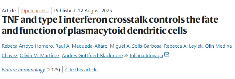 TNF與I型干擾素串?dāng)_調(diào)控漿細(xì)胞樣樹突狀細(xì)胞的命運(yùn)與功能