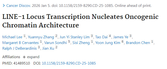 LINE-1位點轉(zhuǎn)錄起始致癌染色質(zhì)結(jié)構(gòu)的形成 LINE-1位點轉(zhuǎn)錄起始致癌染色質(zhì)結(jié)構(gòu)的形成