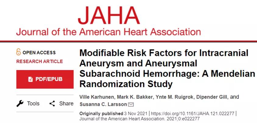 《Science》子刊：發(fā)現(xiàn)失眠是致命性腦動(dòng)脈瘤破裂的潛在危險(xiǎn)因素