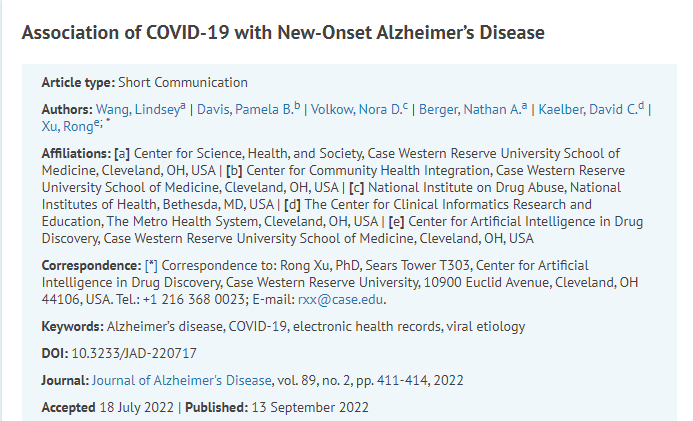 研究發(fā)現(xiàn)感染新冠病毒的老年人患阿爾茨海默病的風(fēng)險(xiǎn)因素增加了50%-80%