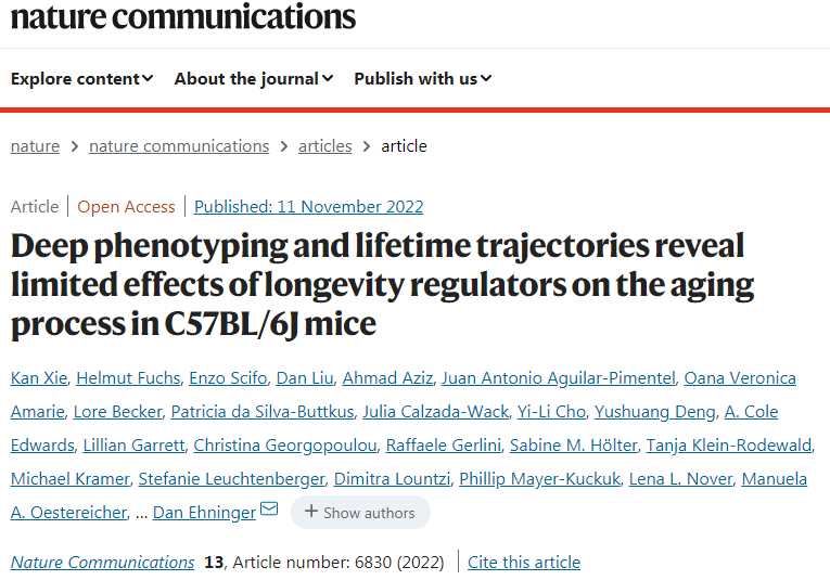 通過小鼠測試，發(fā)現(xiàn)三種抗衰老療法對衰老的假定影響基本上無效