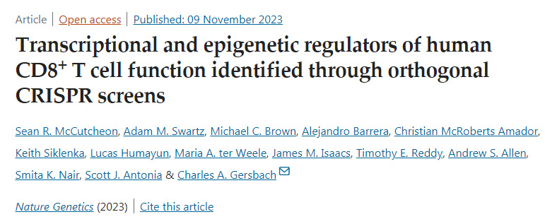 通過CRISPR正交篩選鑒定人CD8+T細(xì)胞功能的轉(zhuǎn)錄和表觀遺傳學(xué)調(diào)控因子 通過CRISPR正交篩選鑒定人CD8+T細(xì)胞功能的轉(zhuǎn)錄和表觀遺傳學(xué)調(diào)控因子
