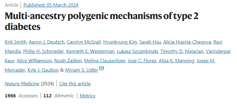 2型糖尿病的多祖先多基因機制 2型糖尿病的多祖先多基因機制