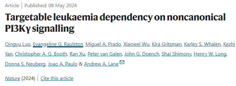 可靶向治療白血病對(duì)非經(jīng)典PI3Kγ信號(hào)傳導(dǎo)的依賴性