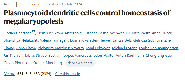 漿細(xì)胞樣樹突狀細(xì)胞控制巨核生成的穩(wěn)態(tài)